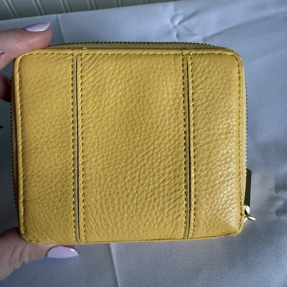 Hammitt Yellow Pebbled Leather 5 North Zip Around Wallet Card Change Holder